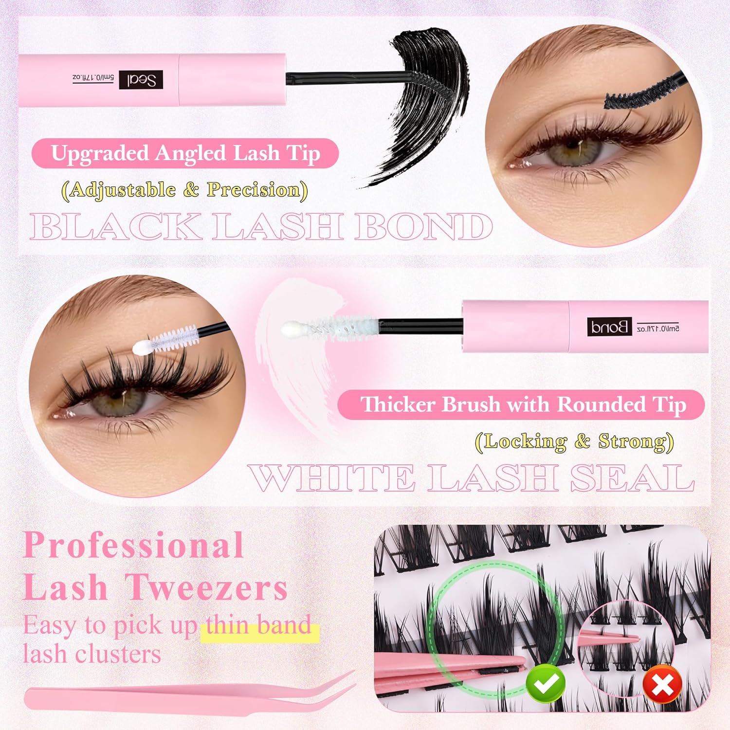 Cluster Lashes 168 pcs Wispy Lash Clusters D Natural Eyelashes Extensions 9-16mm Mix 30D+40D Individual Lashes with Lash Glue,Remover and Seal Tweezers Thin Band Eyelashes Cluster for DIY Lash Extensi