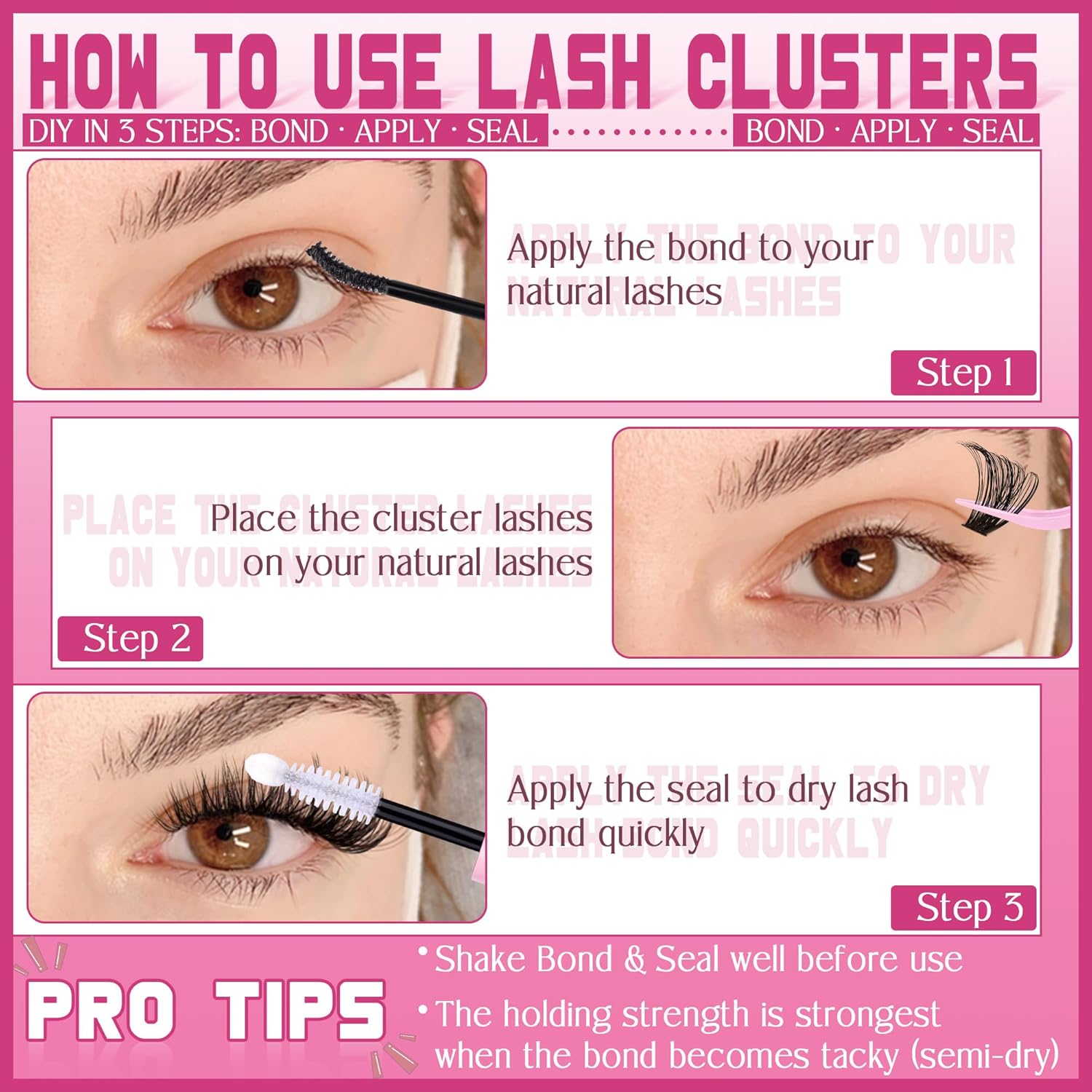 Cluster Lashes 168 pcs Wispy Lash Clusters D Natural Eyelashes Extensions 9-16mm Mix 30D+40D Individual Lashes with Lash Glue,Remover and Seal Tweezers Thin Band Eyelashes Cluster for DIY Lash Extensi