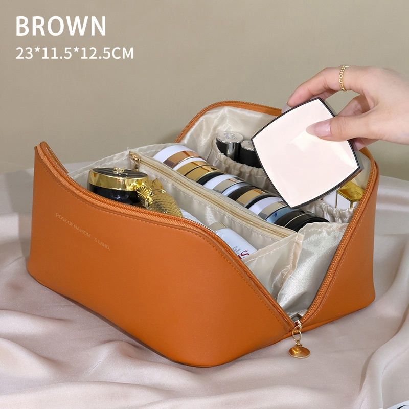 【Clearance Sale】Travel Makeup Bag,Large Capacity Cosmetic Bags For Women,Waterproof Portable Pouch Open Flat Toiletry Bag Make Up Organizer With Divider And Handle