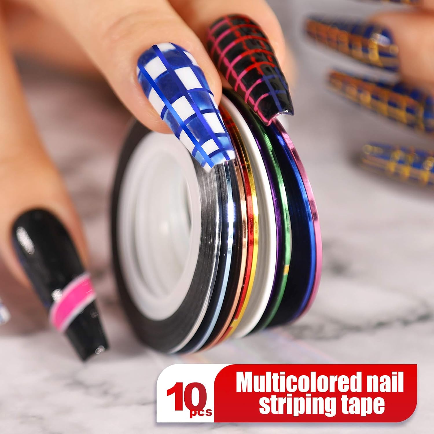 Nail Art Brushes,3D Nail Art Paiting Polish Design Kit with 15 Nail Gel Brushes, Nail Dotting Pen 5pcs, 12 Colors Nail Rinestones 10 Adhesive Nail Striping Tape for False Acrylic Nails