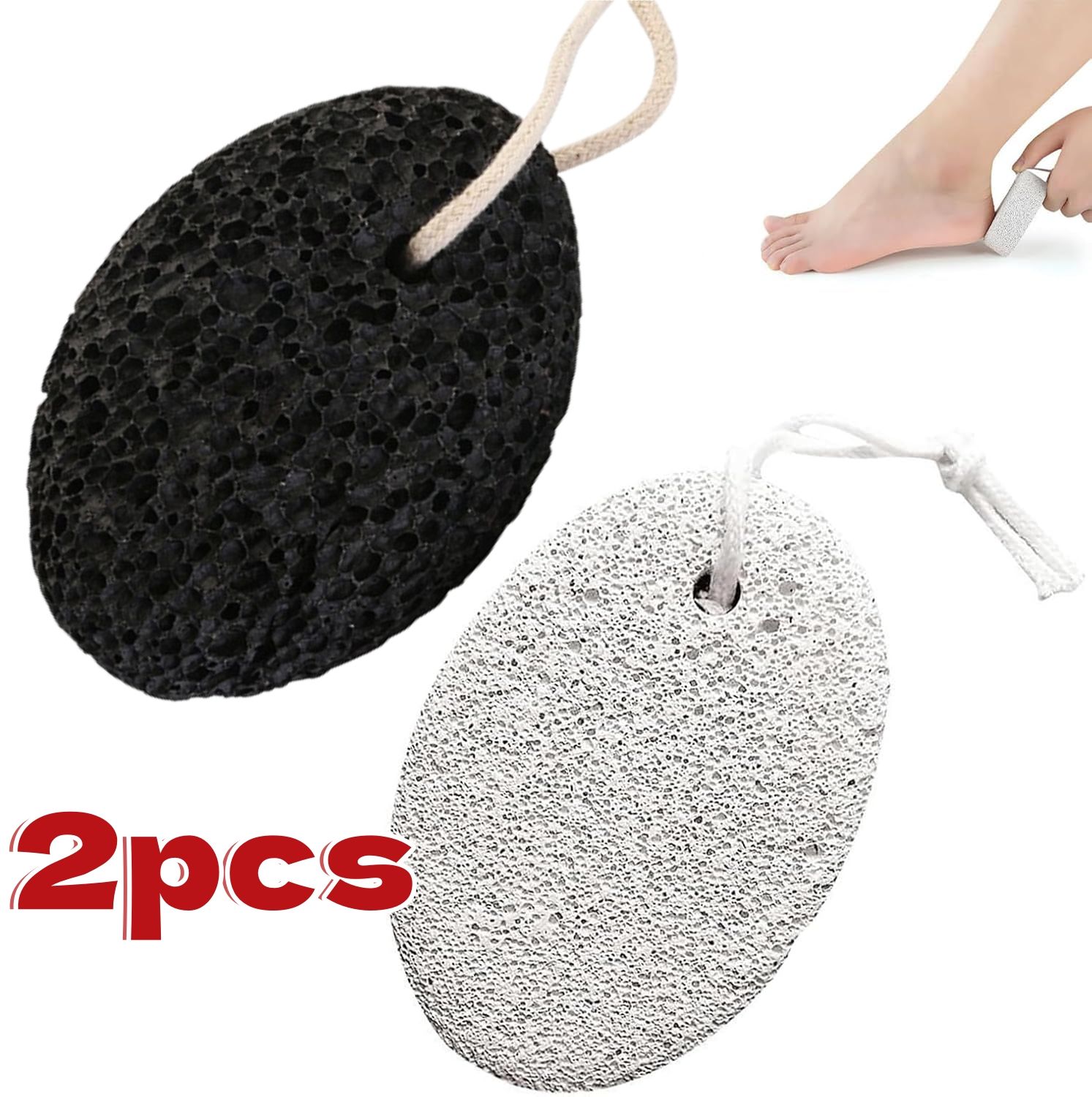 【Clearance Sale】Pumice Stone 2 Pcs - Foot Pumice Stone for Feet Hard Skin Remover, Foot Scrubber Stone for Dead Skin, Calluses and Corns