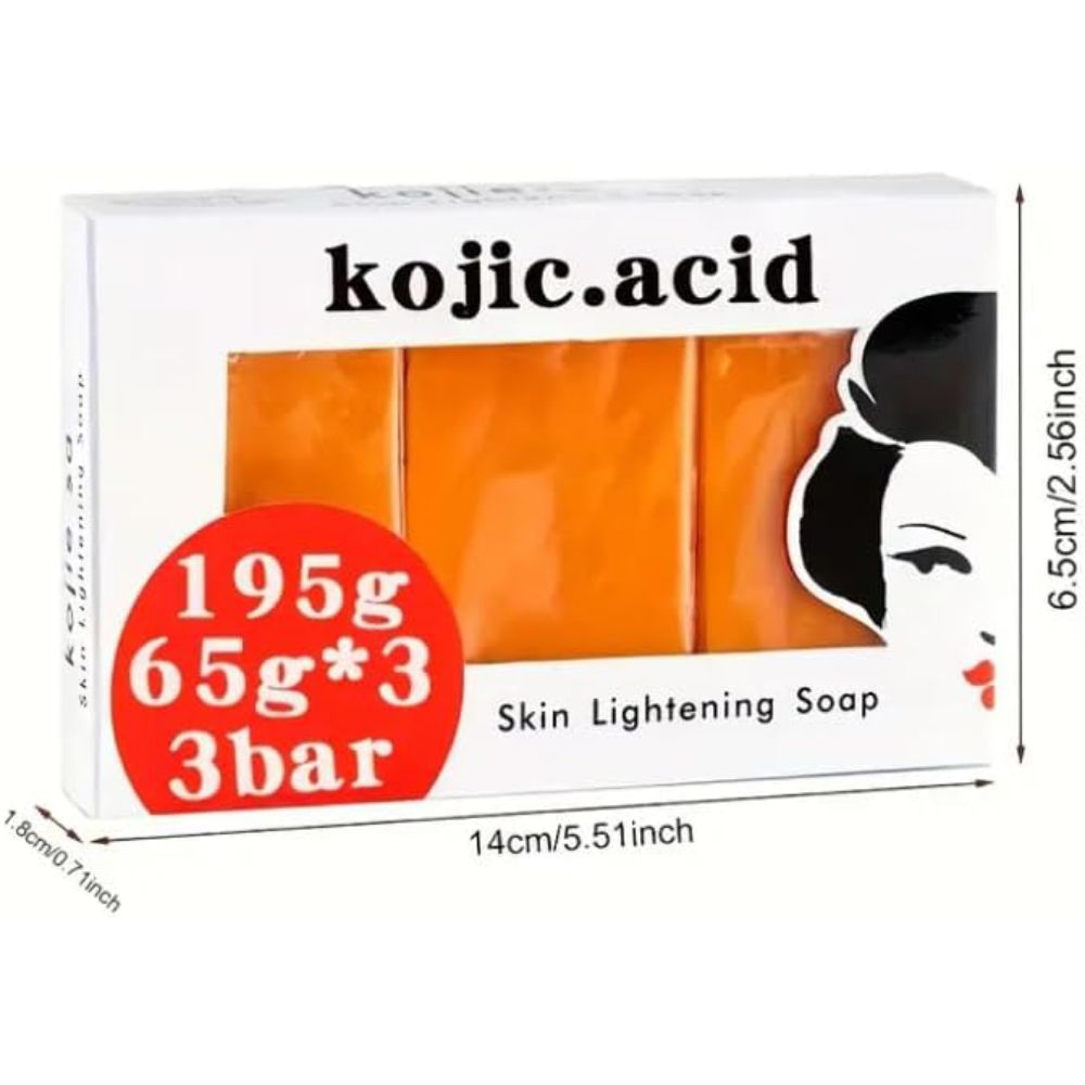 Kojic Acid Skin Brightening Soap 3Pcs * 65g, Facial Soap, Solid Soap Bar For Effectively Removing Acne Spots, And Used For Deeply Cleaning Face And Body Skin