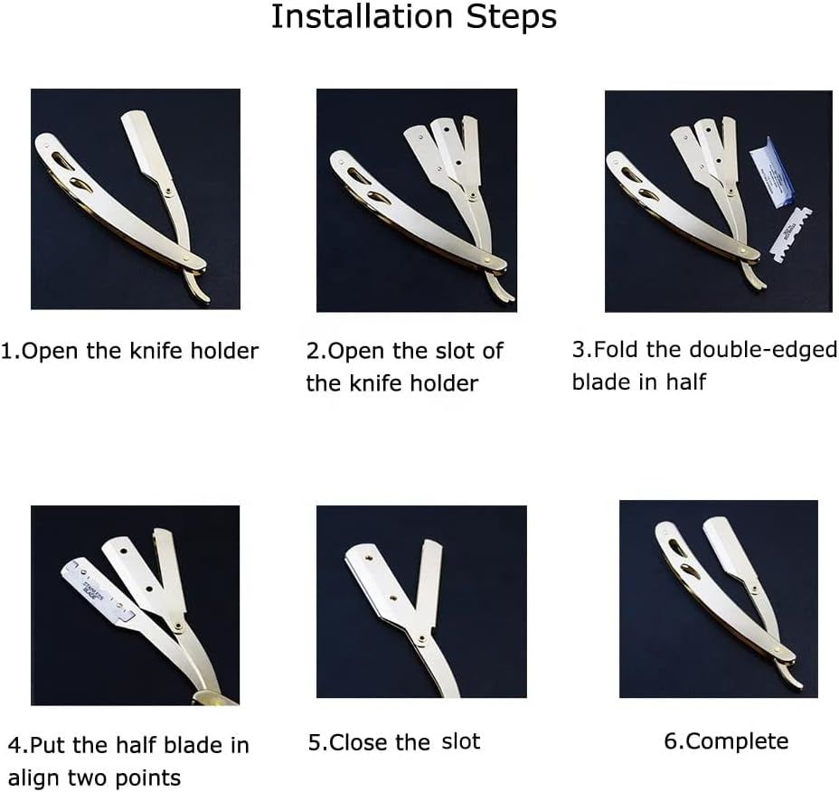 【Clearance Sale】Professional Barber Straight Edge Razor Safety with 10-Pack Double Edge Razor Blades