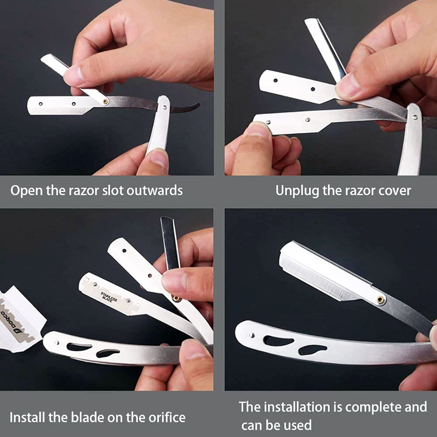 【Clearance Sale】Professional Barber Straight Edge Razor Safety with 10-Pack Double Edge Razor Blades