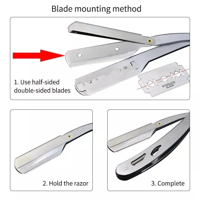 【Clearance Sale】Professional Barber Straight Edge Razor Safety with 10-Pack Double Edge Razor Blades