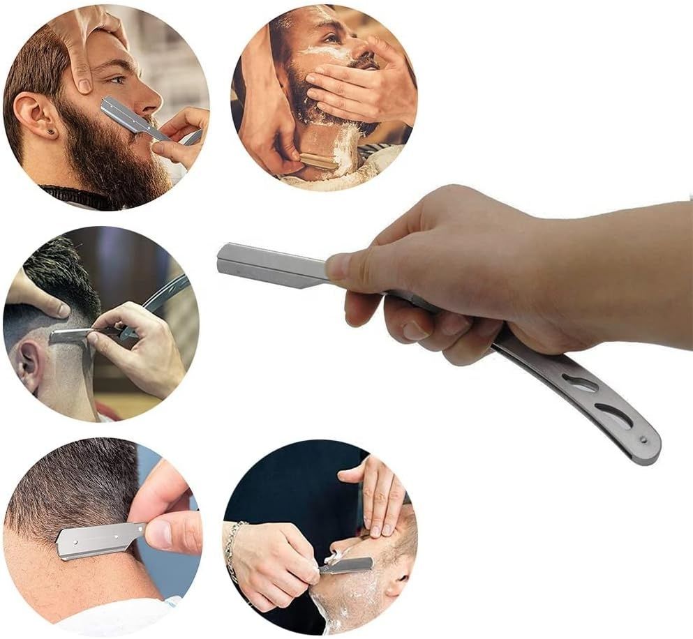 【Clearance Sale】Professional Barber Straight Edge Razor Safety with 10-Pack Double Edge Razor Blades
