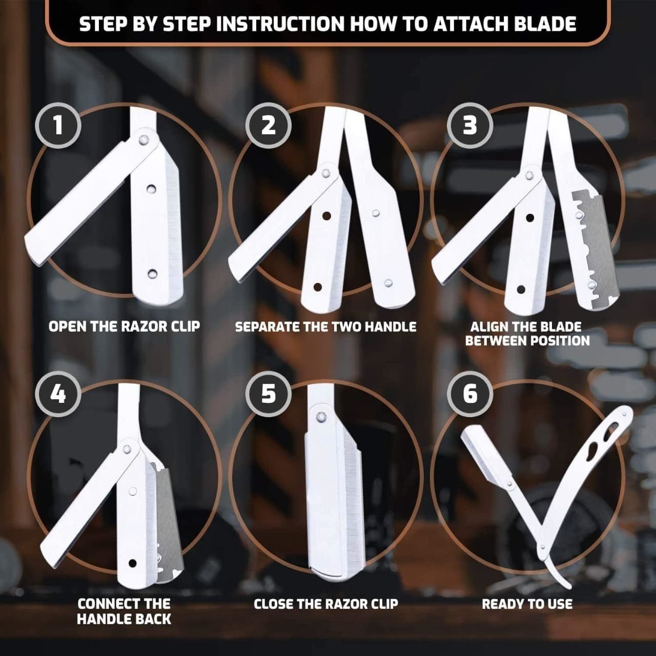 【Clearance Sale】Professional Barber Straight Edge Razor Safety with 10-Pack Double Edge Razor Blades