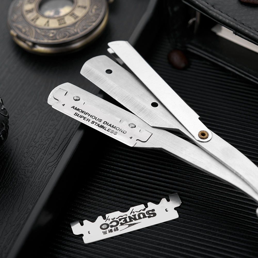【Clearance Sale】Professional Barber Straight Edge Razor Safety with 10-Pack Double Edge Razor Blades