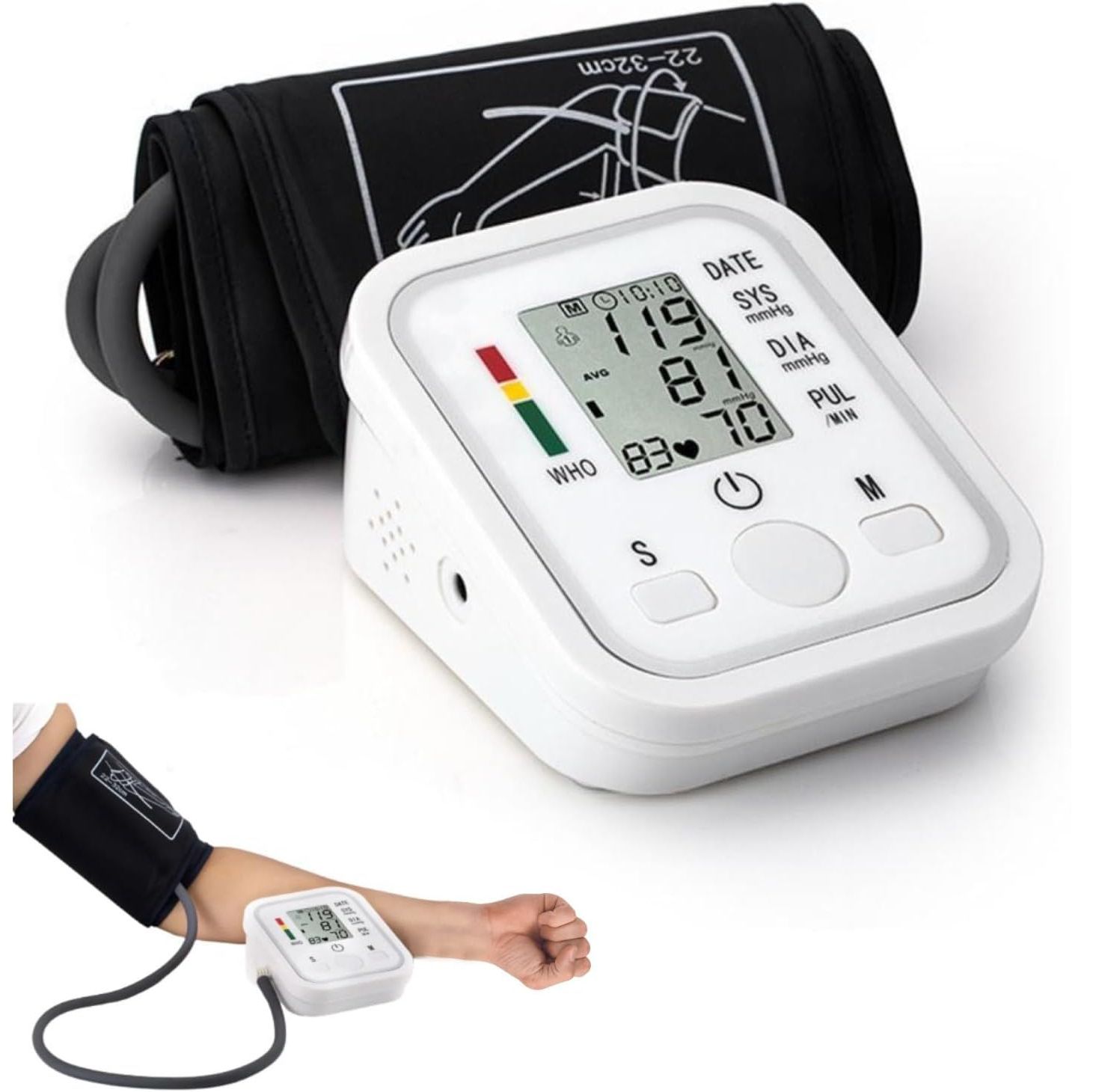 Blood Pressure Monitors Large Cuff Size 22cm to 36cm - Blood Pressure Machine with Cuff for Upper Arm - Heart Rate Hypertension Monitor for Home Use - Blood-Pressure Monitor with LCD Display