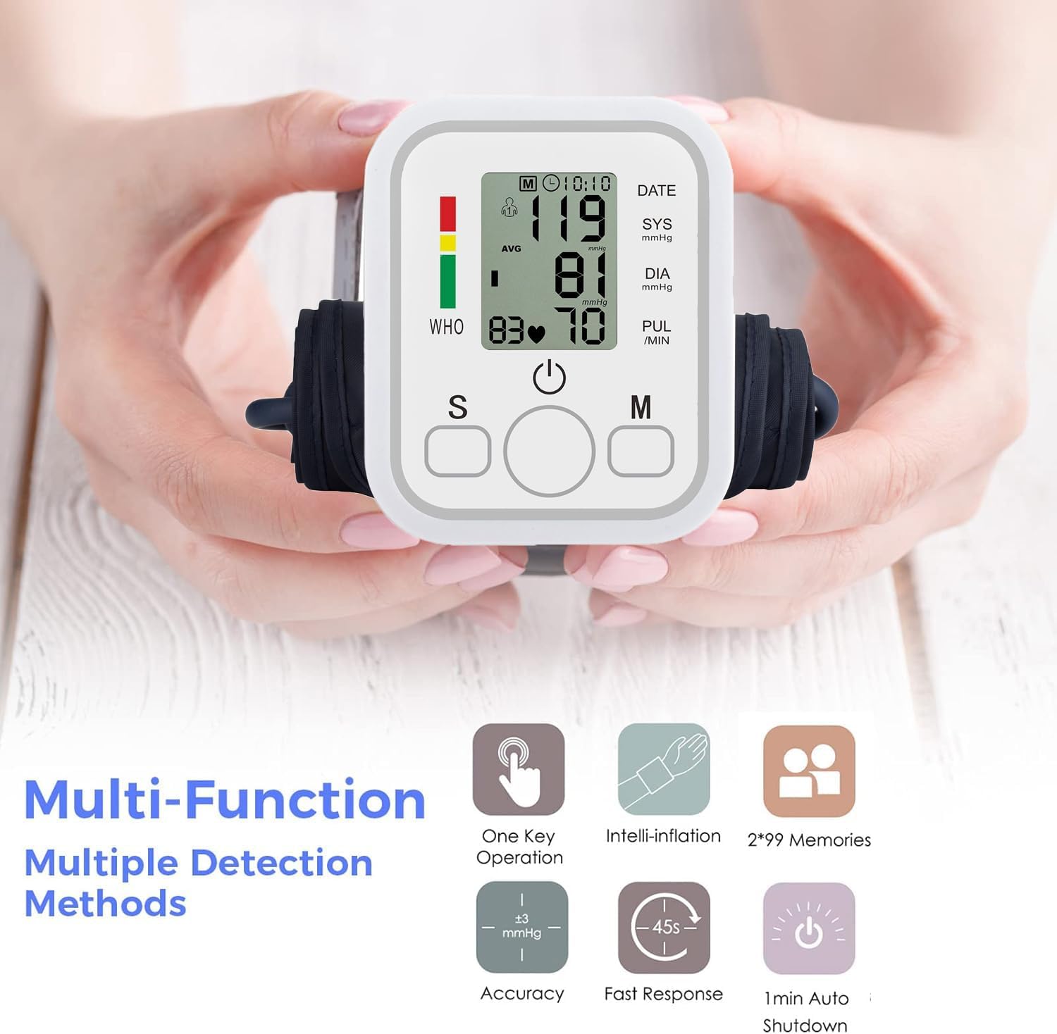 Blood Pressure Monitors Large Cuff Size 22cm to 36cm - Blood Pressure Machine with Cuff for Upper Arm - Heart Rate Hypertension Monitor for Home Use - Blood-Pressure Monitor with LCD Display