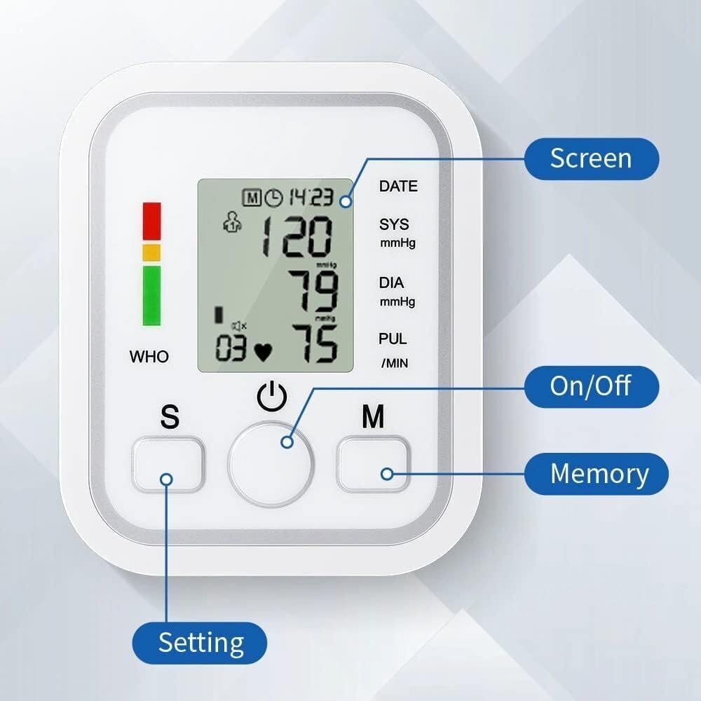 Blood Pressure Monitors Large Cuff Size 22cm to 36cm - Blood Pressure Machine with Cuff for Upper Arm - Heart Rate Hypertension Monitor for Home Use - Blood-Pressure Monitor with LCD Display