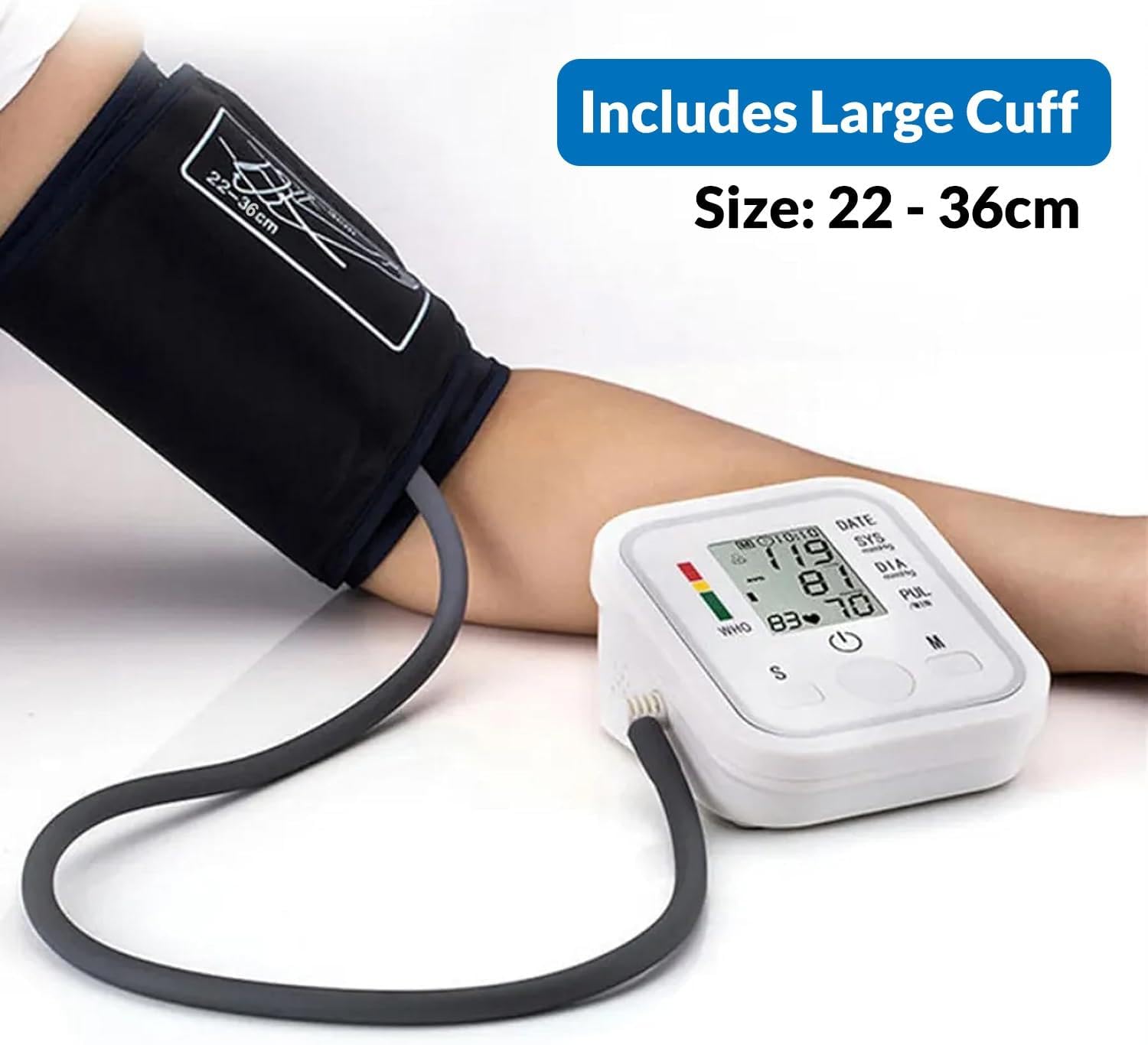 Blood Pressure Monitors Large Cuff Size 22cm to 36cm - Blood Pressure Machine with Cuff for Upper Arm - Heart Rate Hypertension Monitor for Home Use - Blood-Pressure Monitor with LCD Display