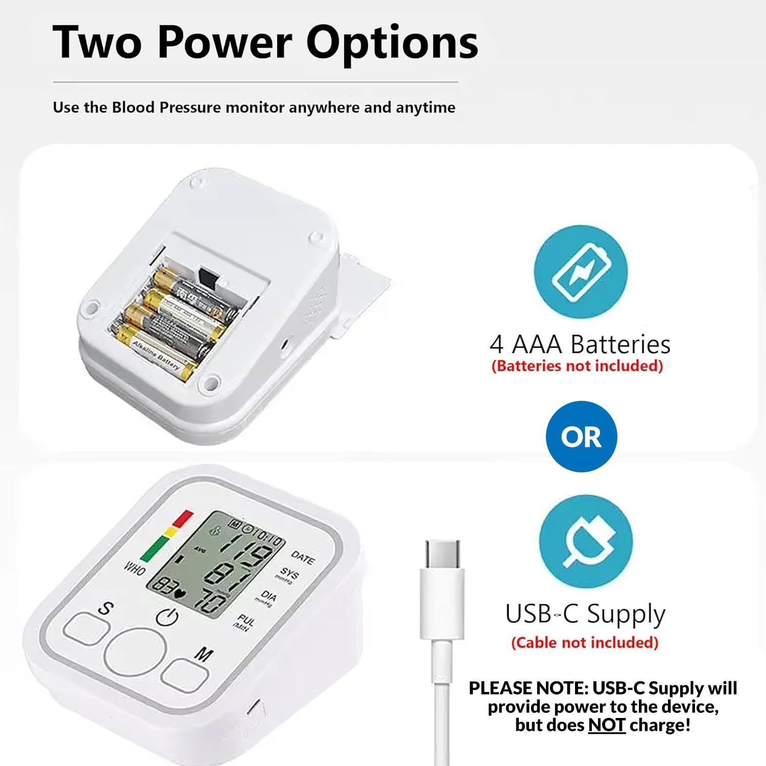 Blood Pressure Monitors Large Cuff Size 22cm to 36cm - Blood Pressure Machine with Cuff for Upper Arm - Heart Rate Hypertension Monitor for Home Use - Blood-Pressure Monitor with LCD Display