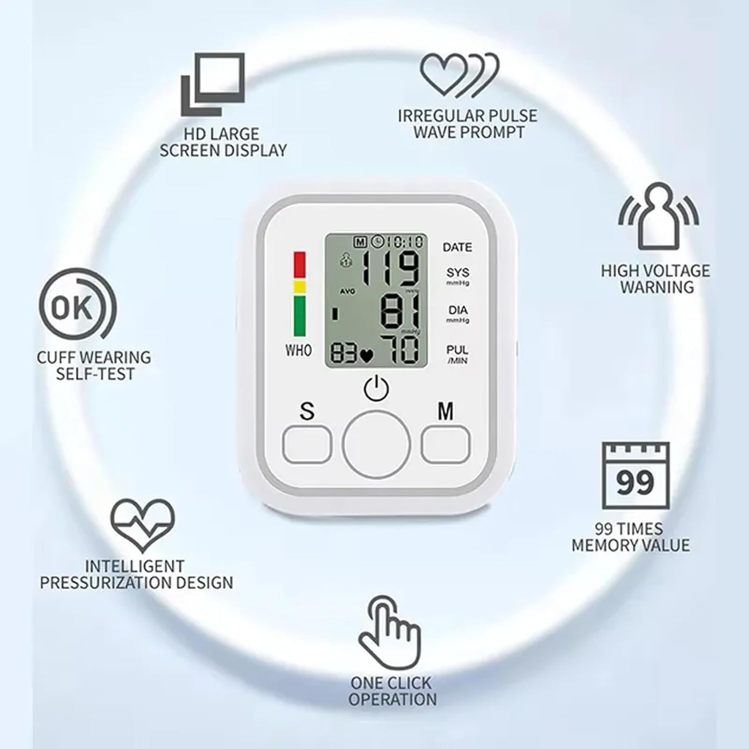 Blood Pressure Monitors Large Cuff Size 22cm to 36cm - Blood Pressure Machine with Cuff for Upper Arm - Heart Rate Hypertension Monitor for Home Use - Blood-Pressure Monitor with LCD Display