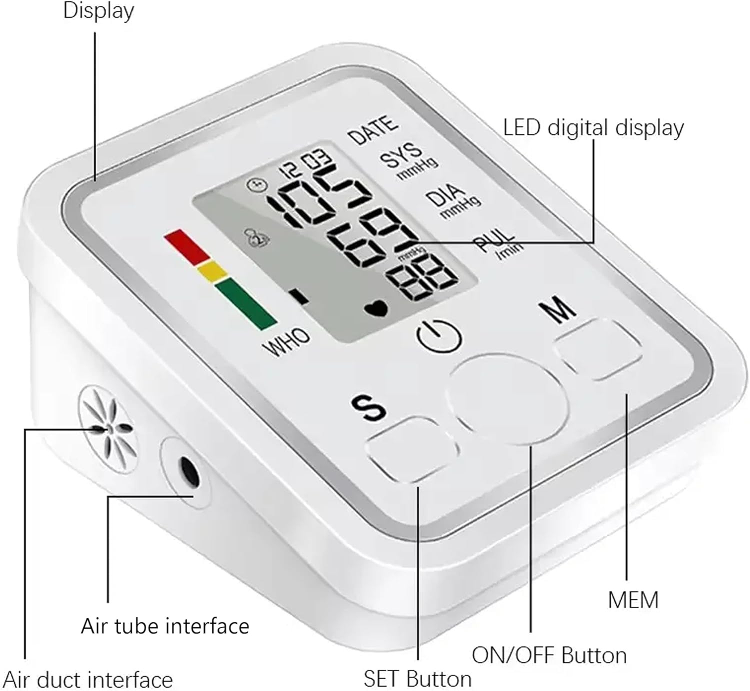 Blood Pressure Monitors Large Cuff Size 22cm to 36cm - Blood Pressure Machine with Cuff for Upper Arm - Heart Rate Hypertension Monitor for Home Use - Blood-Pressure Monitor with LCD Display