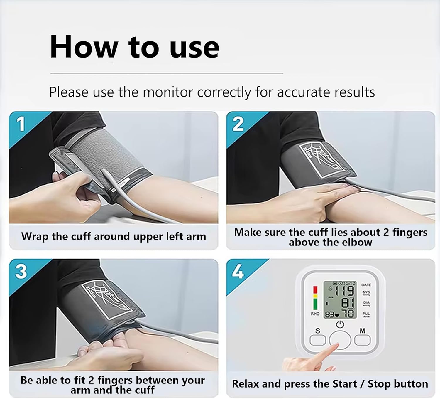 Blood Pressure Monitors Large Cuff Size 22cm to 36cm - Blood Pressure Machine with Cuff for Upper Arm - Heart Rate Hypertension Monitor for Home Use - Blood-Pressure Monitor with LCD Display