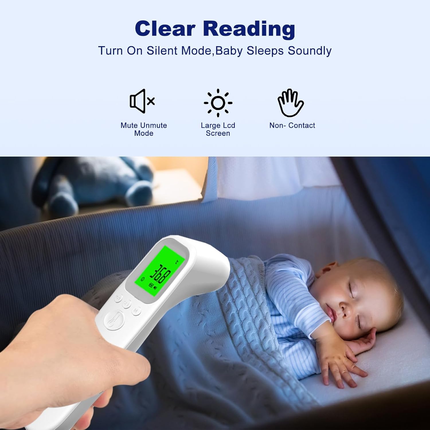 Contactless Thermometer - Digital Forehead Thermometer for Baby, Kids and Adults,3 Color Fever Alarm, 2 in 1 Forehead & Object Mode