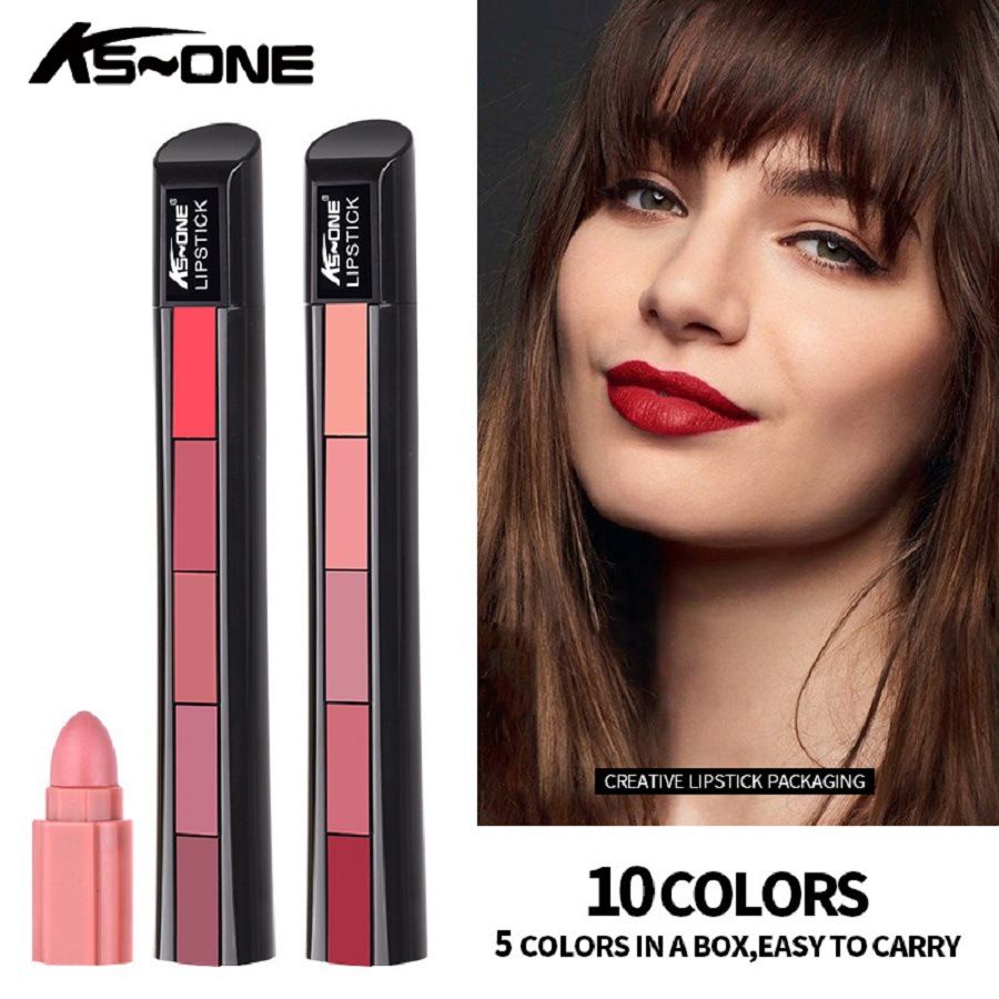 【Clearance Sale】5 in 1 Matte Lipstick,Multicolor Combination Lipsticks Velvety High Pigment Lip Makeup Non-marking Lip Gloss Moisturizing Long Lasting Lips Cosmetics Makeup