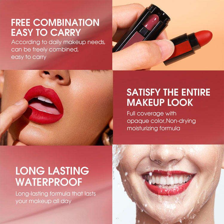 【Clearance Sale】5 in 1 Matte Lipstick,Multicolor Combination Lipsticks Velvety High Pigment Lip Makeup Non-marking Lip Gloss Moisturizing Long Lasting Lips Cosmetics Makeup