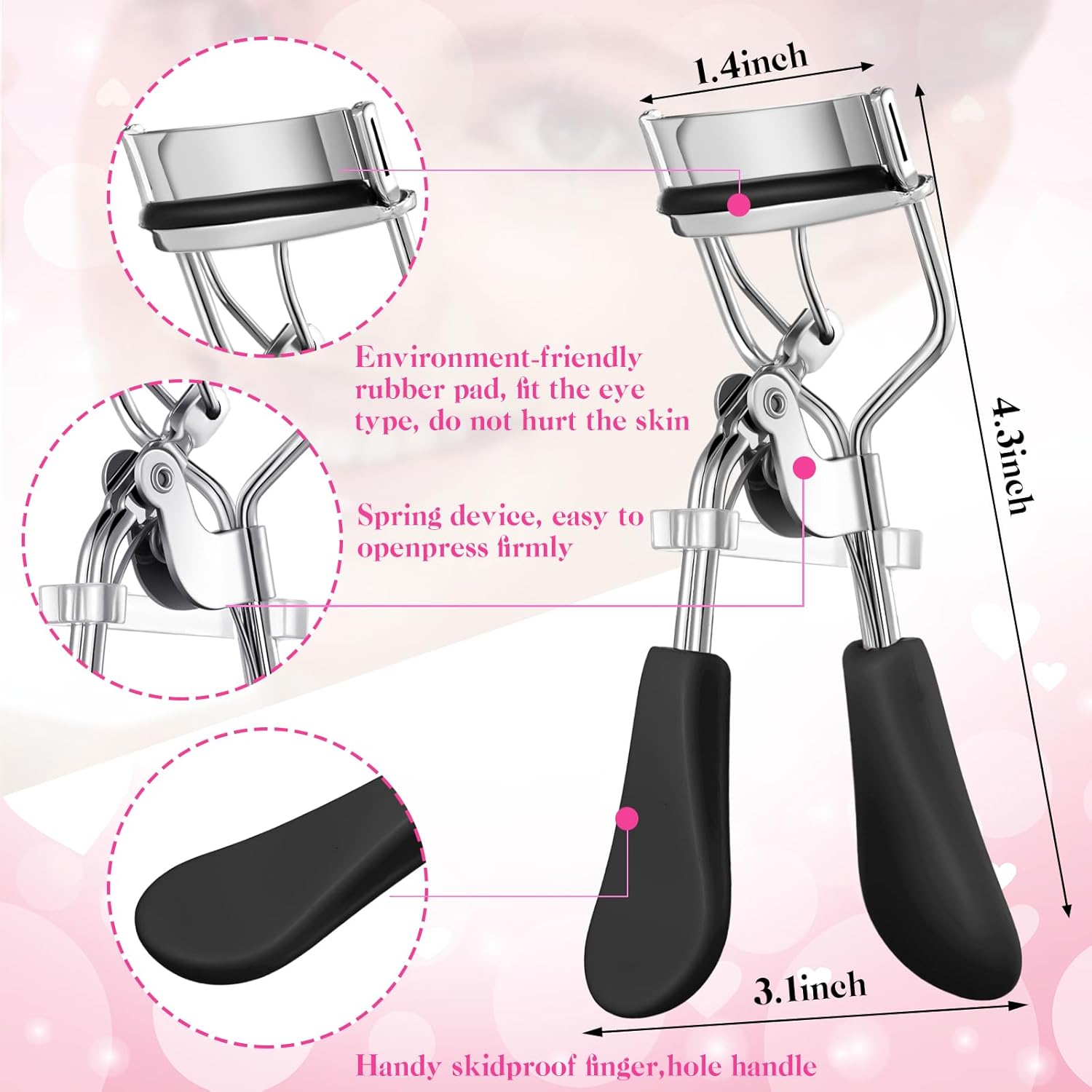17 Pcs Eyelash Curlers Kit Lash Curler Eyelash Comb Seperator Extension Tweezers Eyebrow Brush Scissors False Eyelashes Applicator Eyebrow Trimmer Silicone Refills Pads for Women