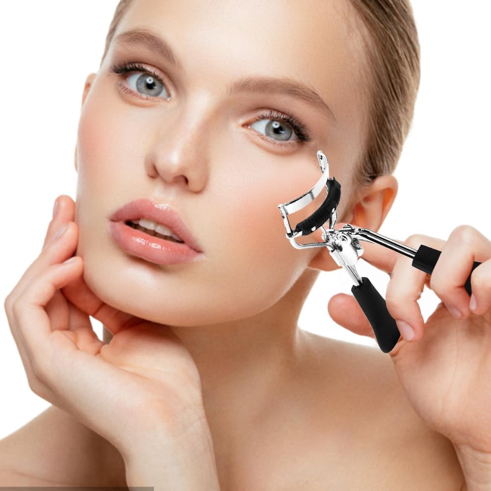 17 Pcs Eyelash Curlers Kit Lash Curler Eyelash Comb Seperator Extension Tweezers Eyebrow Brush Scissors False Eyelashes Applicator Eyebrow Trimmer Silicone Refills Pads for Women