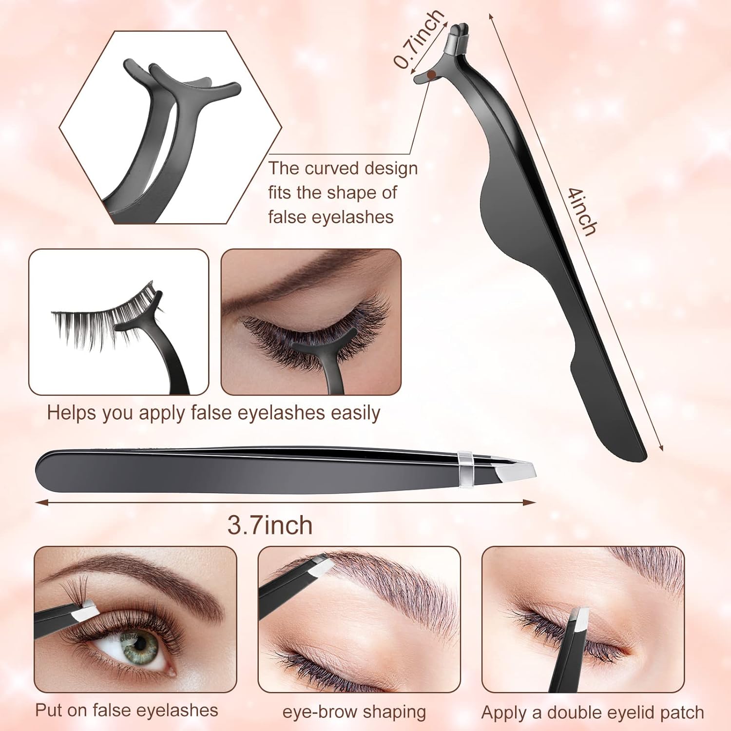 17 Pcs Eyelash Curlers Kit Lash Curler Eyelash Comb Seperator Extension Tweezers Eyebrow Brush Scissors False Eyelashes Applicator Eyebrow Trimmer Silicone Refills Pads for Women