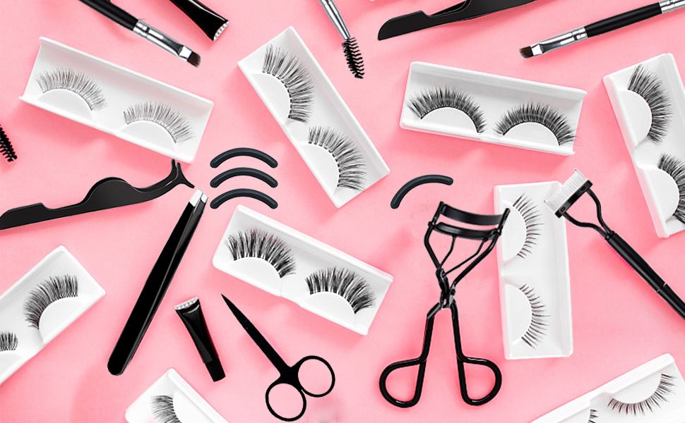 17 Pcs Eyelash Curlers Kit Lash Curler Eyelash Comb Seperator Extension Tweezers Eyebrow Brush Scissors False Eyelashes Applicator Eyebrow Trimmer Silicone Refills Pads for Women