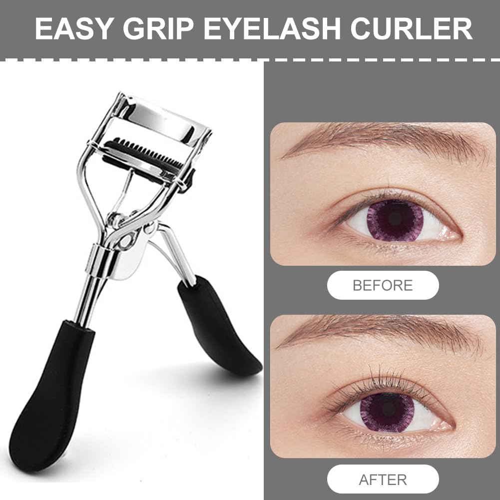 17 Pcs Eyelash Curlers Kit Lash Curler Eyelash Comb Seperator Extension Tweezers Eyebrow Brush Scissors False Eyelashes Applicator Eyebrow Trimmer Silicone Refills Pads for Women