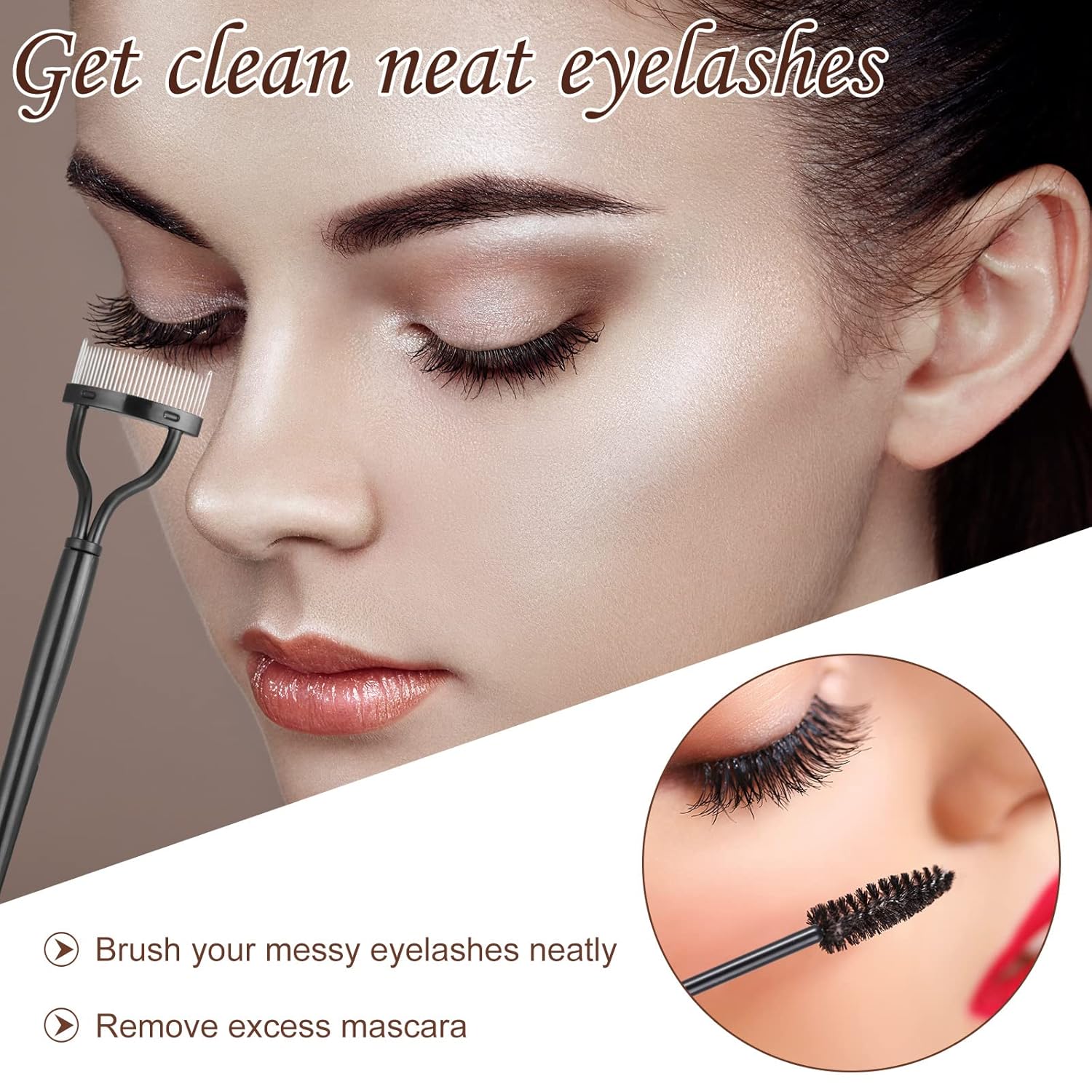 17 Pcs Eyelash Curlers Kit Lash Curler Eyelash Comb Seperator Extension Tweezers Eyebrow Brush Scissors False Eyelashes Applicator Eyebrow Trimmer Silicone Refills Pads for Women