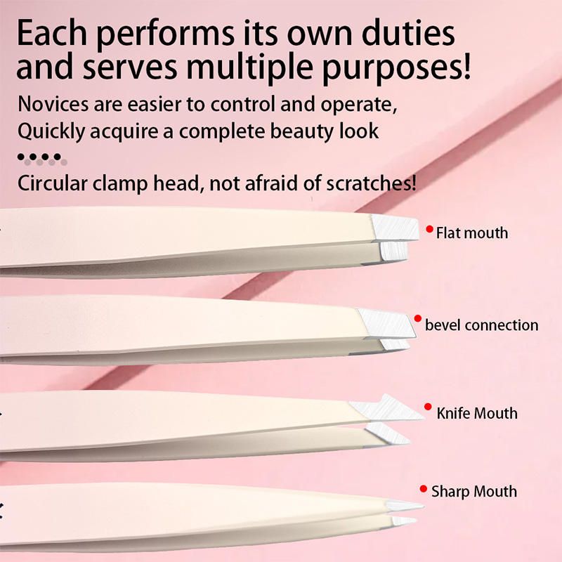 【Clearance Sale】Tweezers Set for Women Facial Hair,4Pcs Stainless Steel Eyebrow Tweezer Set with Travel Mirror Case, Suitable for Everyday Use in Car, Purse