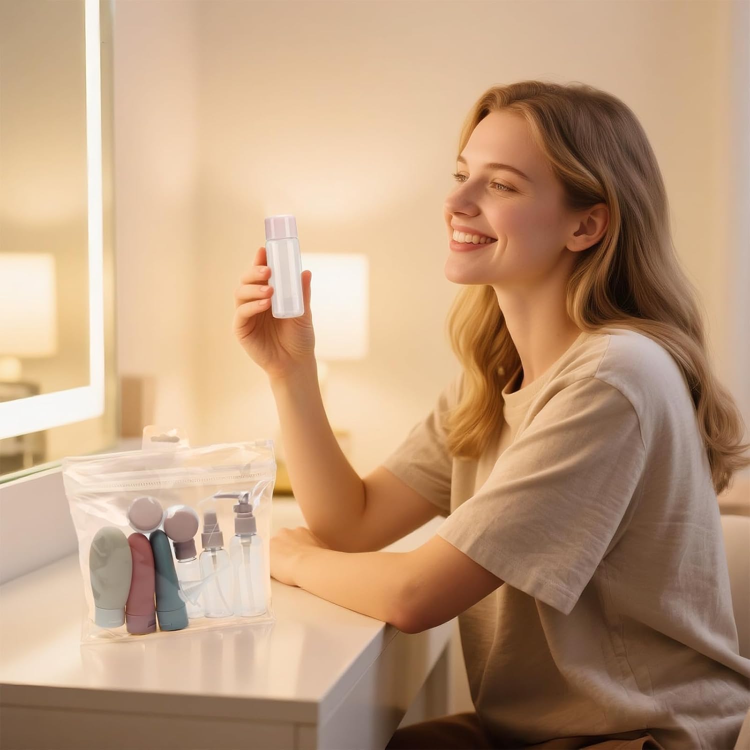 Travel Bottles for Toiletries, 11 PCS Leak Proof Refillable Squeezable Containers Set, Empty Plastic Travel Size Bottles for Shampoo, Conditioner, Cosmetic, Shower Gel