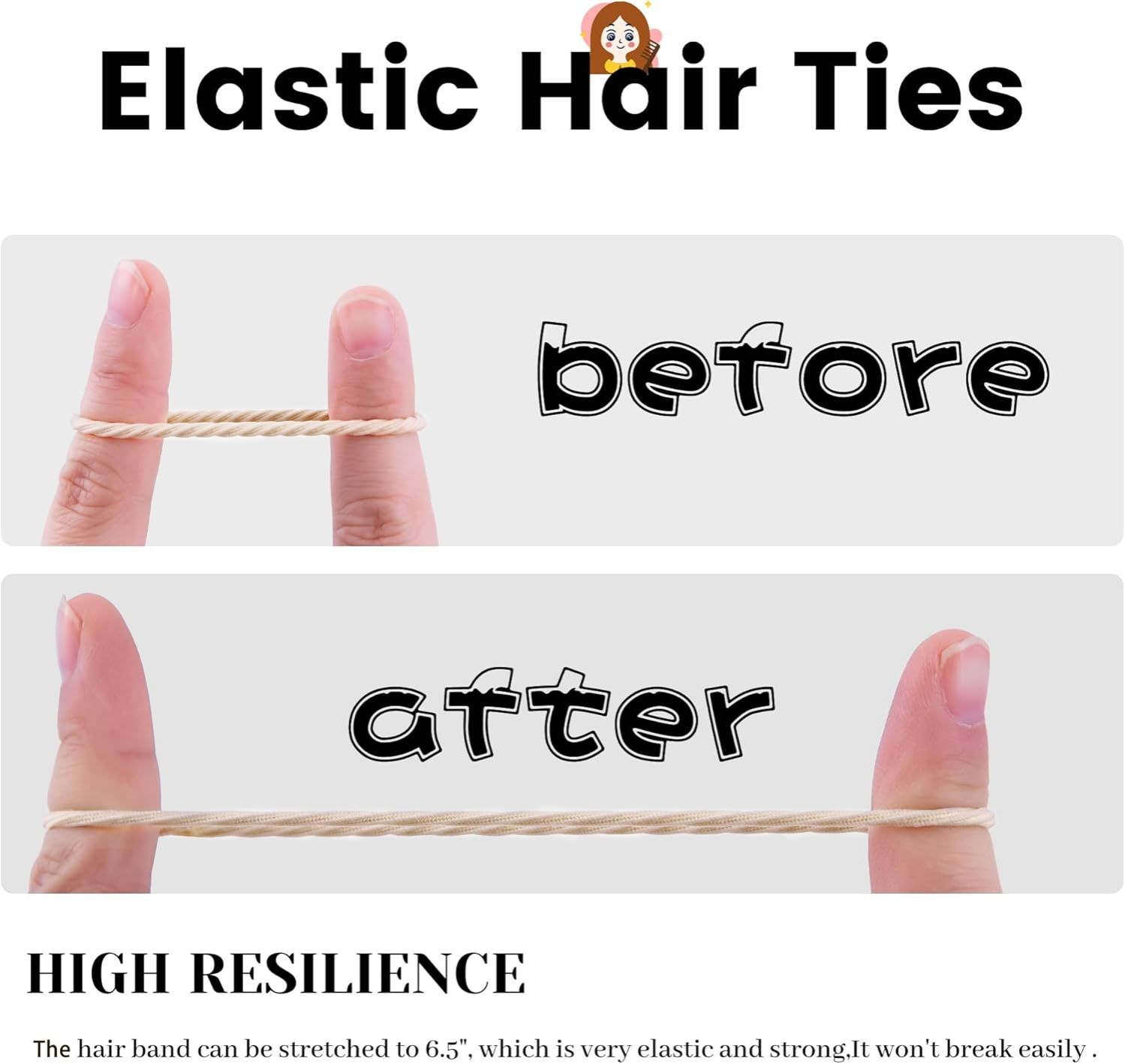 100pcs Hair Bands for Women,Twist Hair Bobbles for Thick Hair,Hair Elastics No Damage,Hairbands Hair Accessories ,Ponytail Holders Women Girls Thick Hair