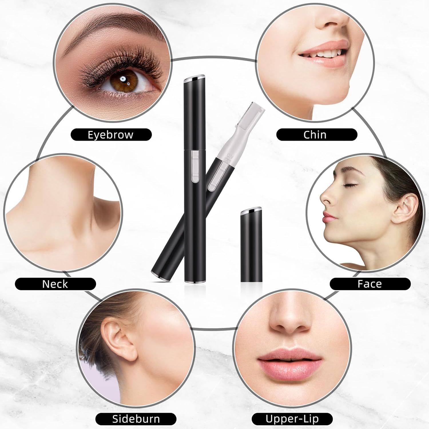 【Clearance Sale】Electric Eyebrow Trimmer for Women, Facial Hair Razor Removal for Men, Mini Epilator for Bikini, Remover for Face, Chin, Peach Puzz, Lips, Body, Arms, Legs, Battery Operated