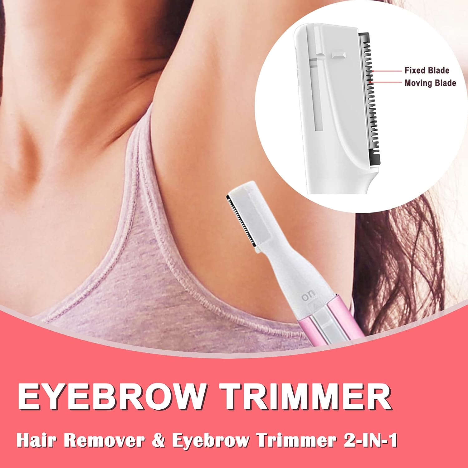 【Clearance Sale】Electric Eyebrow Trimmer for Women, Facial Hair Razor Removal for Men, Mini Epilator for Bikini, Remover for Face, Chin, Peach Puzz, Lips, Body, Arms, Legs, Battery Operated