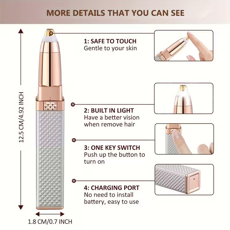 【Clearance Sale】Lipstick Shaped Hair Remover, Facial Hair Removal For Women, 2-in-1 Eyebrow Epilator Trimmer, Electric Hair Removal Device