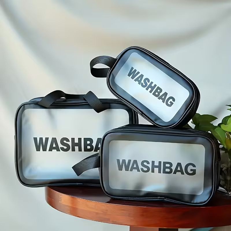 【Clearance Sale】[3pcs Travel Toiletry Bags] 3pcs Portable Translucent Travel Toiletry Bags | Upgrade Pack with Handle, Large Capacity, Frosted Storage for Women, 3 Different Size Make up Bags