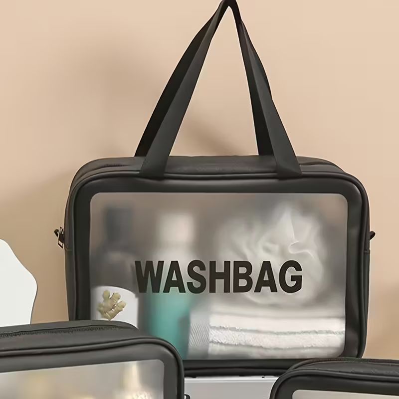 【Clearance Sale】[3pcs Travel Toiletry Bags] 3pcs Portable Translucent Travel Toiletry Bags | Upgrade Pack with Handle, Large Capacity, Frosted Storage for Women, 3 Different Size Make up Bags