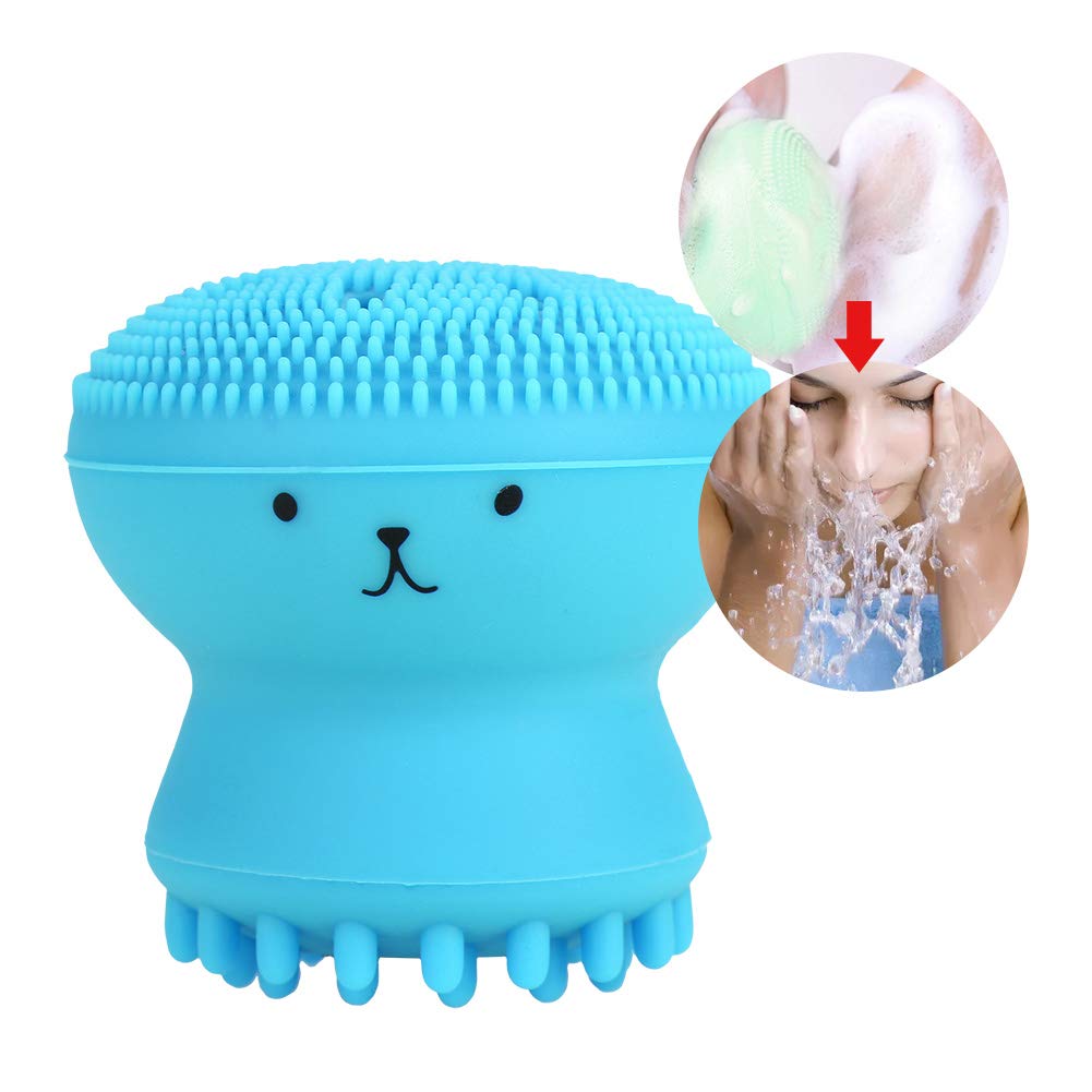 【Clearance Sale】Facial Cleansing Brush Silicone Handheld Face Brush and Massager Cute Small Octopus Face Scrubber for Deep Cleaning Gentle Exfoliating Skin Massage