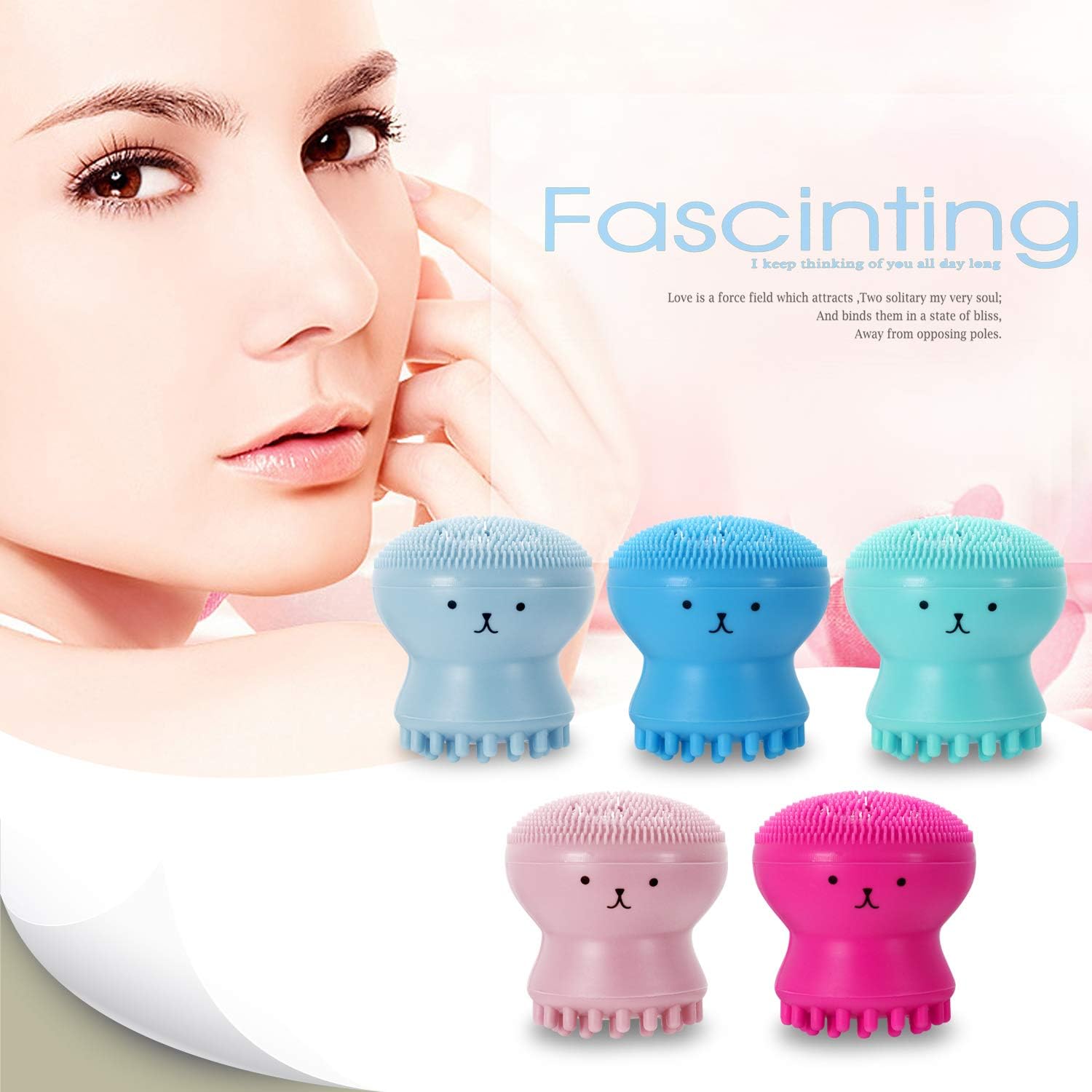 【Clearance Sale】Facial Cleansing Brush Silicone Handheld Face Brush and Massager Cute Small Octopus Face Scrubber for Deep Cleaning Gentle Exfoliating Skin Massage