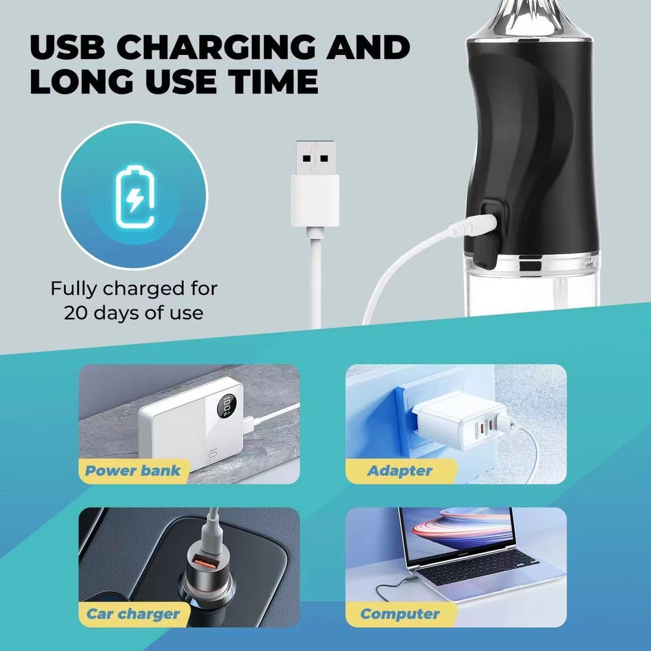 Electric Water Flosser Cordless for Teeth 3 Modes 4 Jet Tips Cleaning and Flossing Water Dental Portable Floss Irrigator Oral Water Flossed Rechargeable Tonsil Stone Travel Adults