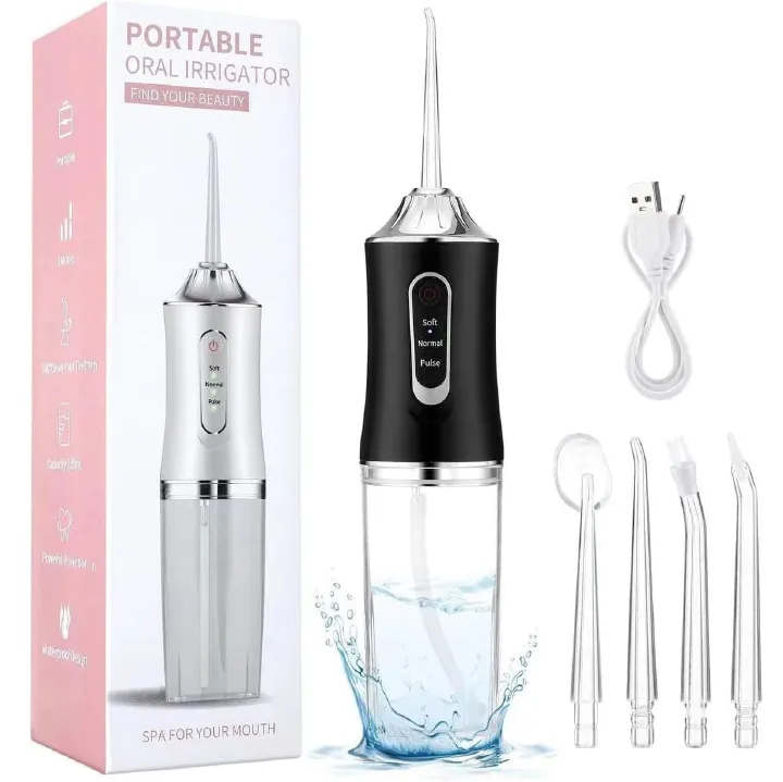 Electric Water Flosser Cordless for Teeth 3 Modes 4 Jet Tips Cleaning and Flossing Water Dental Portable Floss Irrigator Oral Water Flossed Rechargeable Tonsil Stone Travel Adults