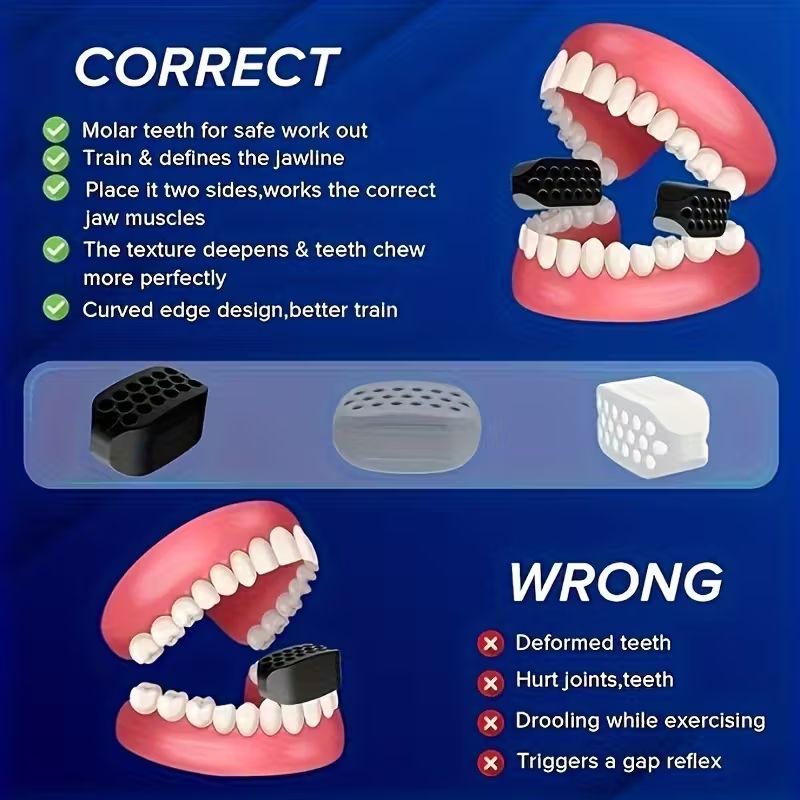 6pcs Silicone Jaw Trainers for Adults - 3 Resistance Levels, Non-Electric Jawline Exerciser in Clear, Light Gray & Black - Enhances Facial Toning & Strengthening, Jaw Exerciser view 4