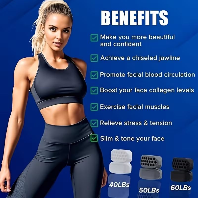 6pcs Silicone Jaw Trainers for Adults - 3 Resistance Levels, Non-Electric Jawline Exerciser in Clear, Light Gray & Black - Enhances Facial Toning & Strengthening, Jaw Exerciser