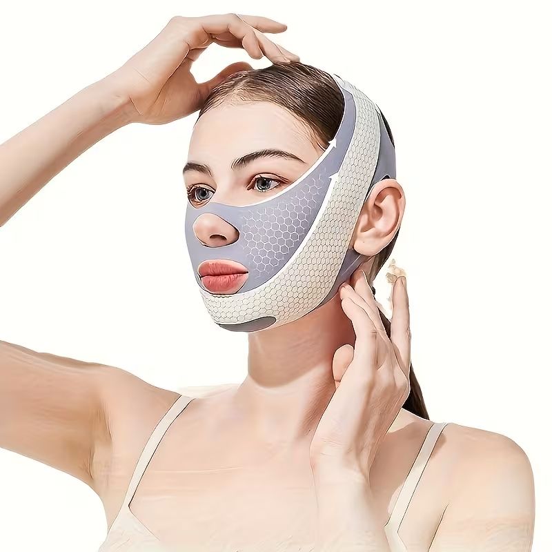 1pc Facial Breathable Mask - Reusable Facial Beauty Tools for Chin Fixing, Adjustable Mask, Reusable Women'S Chin with Breathable Seamless V-shaped Mask