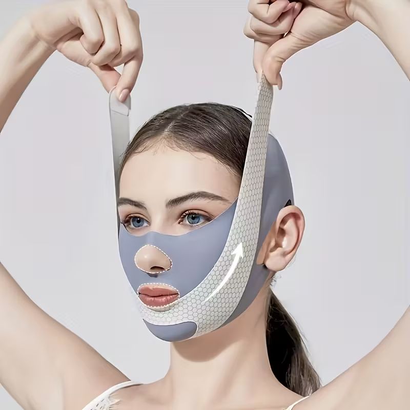 1pc Facial Breathable Mask - Reusable Facial Beauty Tools for Chin Fixing, Adjustable Mask, Reusable Women'S Chin with Breathable Seamless V-shaped Mask
