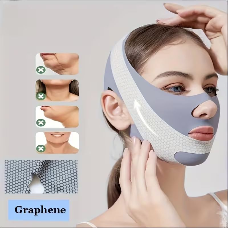 1pc Facial Breathable Mask - Reusable Facial Beauty Tools for Chin Fixing, Adjustable Mask, Reusable Women'S Chin with Breathable Seamless V-shaped Mask