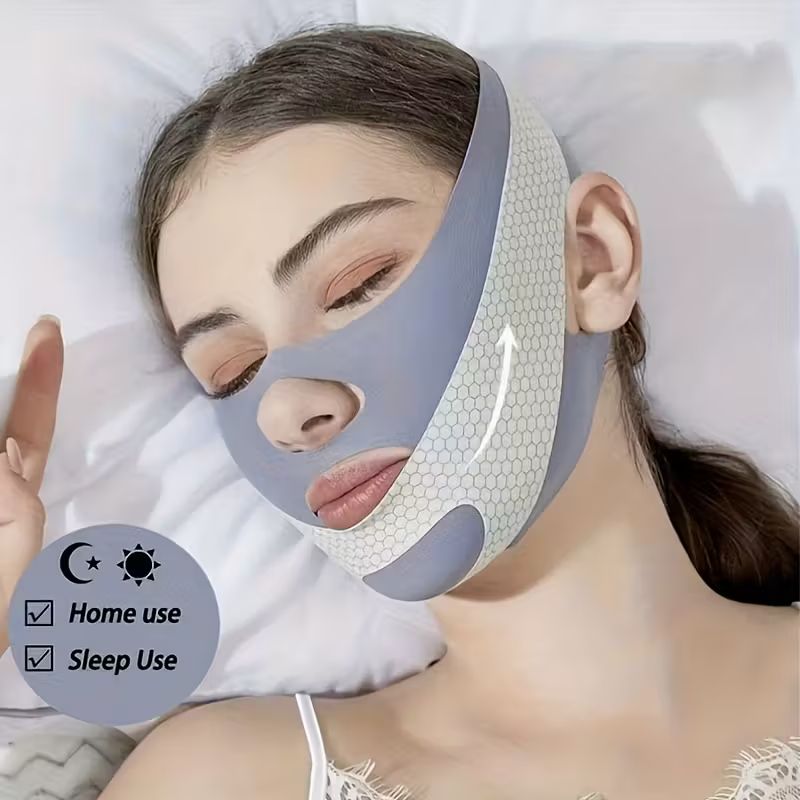 1pc Facial Breathable Mask - Reusable Facial Beauty Tools for Chin Fixing, Adjustable Mask, Reusable Women'S Chin with Breathable Seamless V-shaped Mask