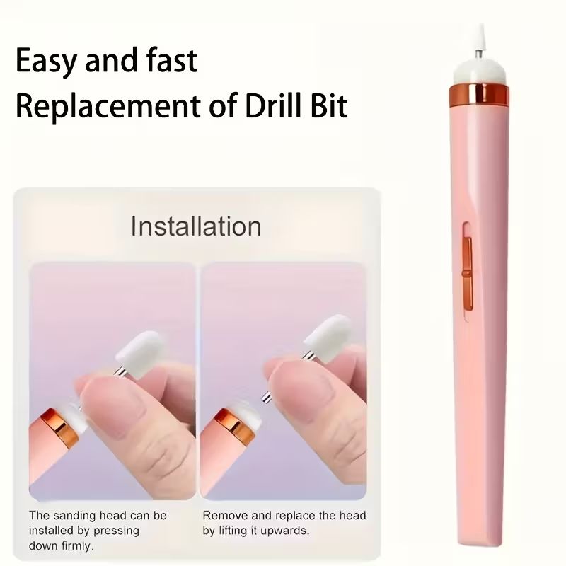 【Clearance Sale】[Portable Wireless Nail Drill] Rechargeable Portable Wireless Electric Nail Drill | Professional Nail Care Tool with Nail Buffing Heads & Sandpaper for Acrylic Gel Nail Polish