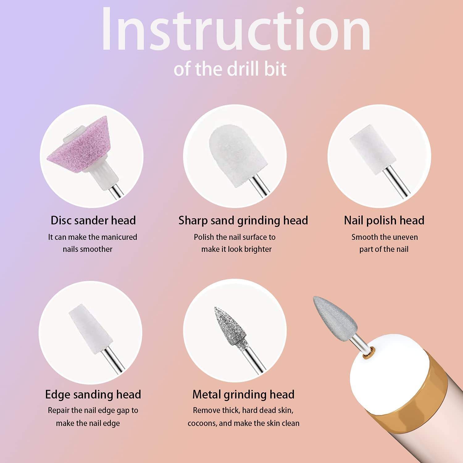 【Clearance Sale】[Portable Wireless Nail Drill] Rechargeable Portable Wireless Electric Nail Drill | Professional Nail Care Tool with Nail Buffing Heads & Sandpaper for Acrylic Gel Nail Polish