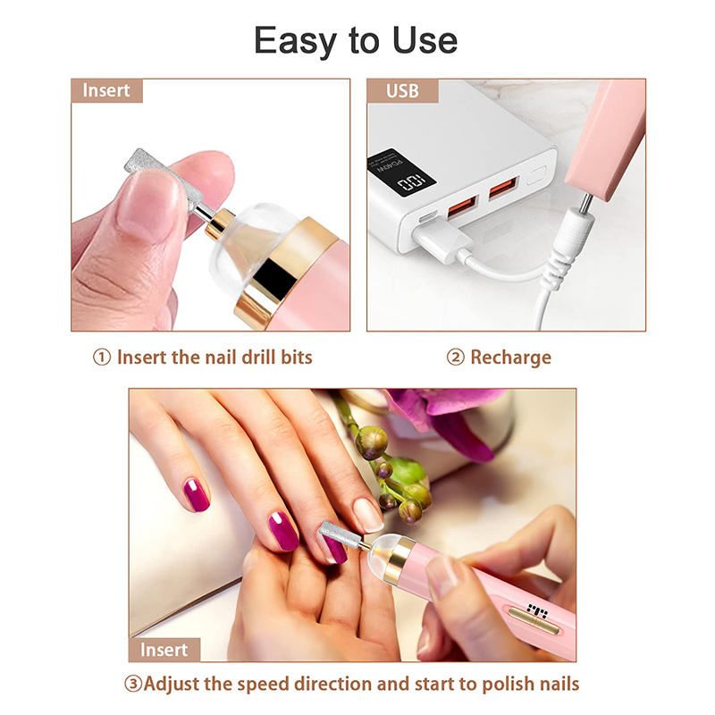 【Clearance Sale】[Portable Wireless Nail Drill] Rechargeable Portable Wireless Electric Nail Drill | Professional Nail Care Tool with Nail Buffing Heads & Sandpaper for Acrylic Gel Nail Polish